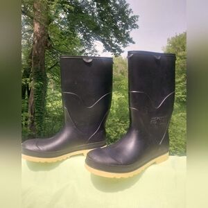 Wether Star by Tingley Black Rubber Barn Rain Work Boots Cleated Plain Toe Men 8